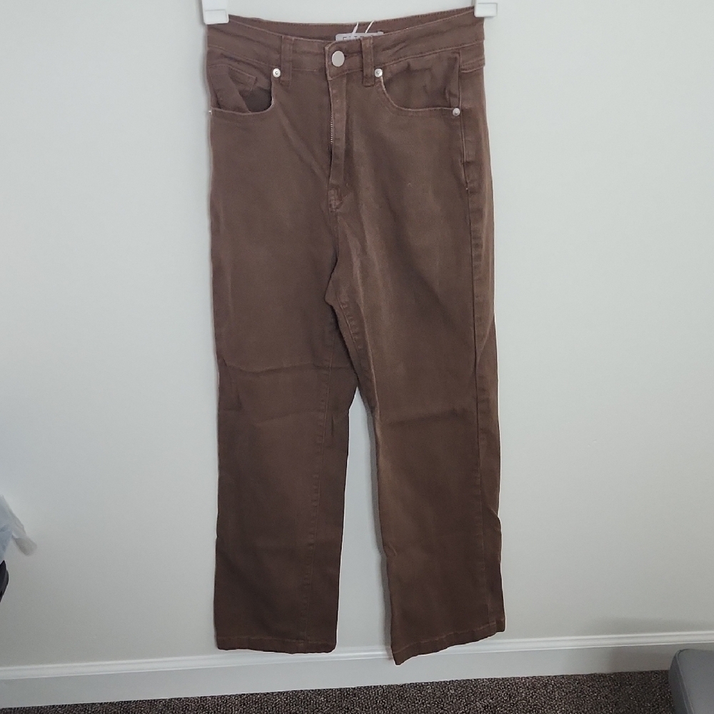 Brown Straight-Leg Jeans